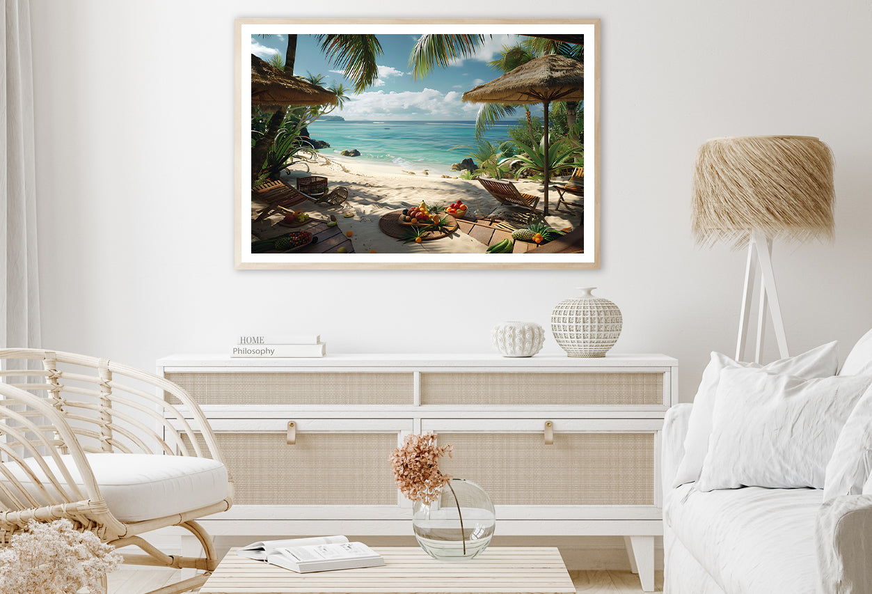 Beach with Palm Trees View Home Decor Premium Quality Poster Print Choose Your Sizes