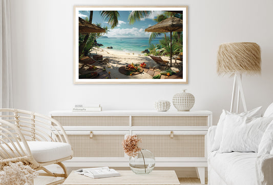 Beach with Palm Trees View Home Decor Premium Quality Poster Print Choose Your Sizes