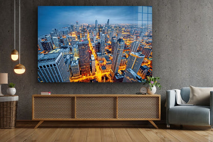 City Night Skyline UV Direct Aluminum Print Australian Made Quality