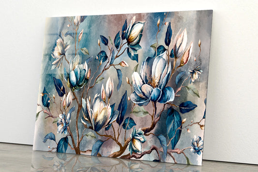 Branch of Watercolor Flowers Acrylic Glass Print Tempered Glass Wall Art 100% Made in Australia Ready to Hang