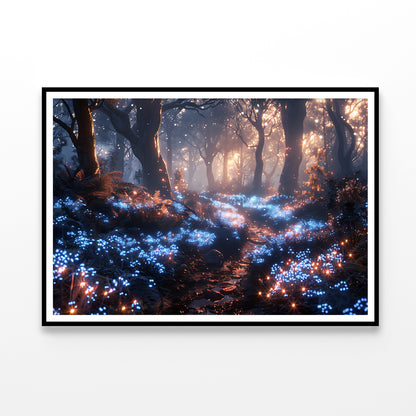 Forest with Red Leaves and Trees by Lights Home Decor Premium Quality Poster Print Choose Your Sizes