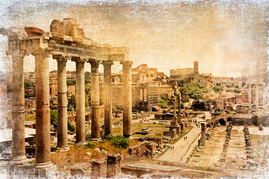 Roman Forums - Artistic Retro Styled Picture Wall Art Decor 100% Australian Made