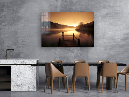 Pier on Lake Sunrise UV Direct Aluminum Print Australian Made Quality