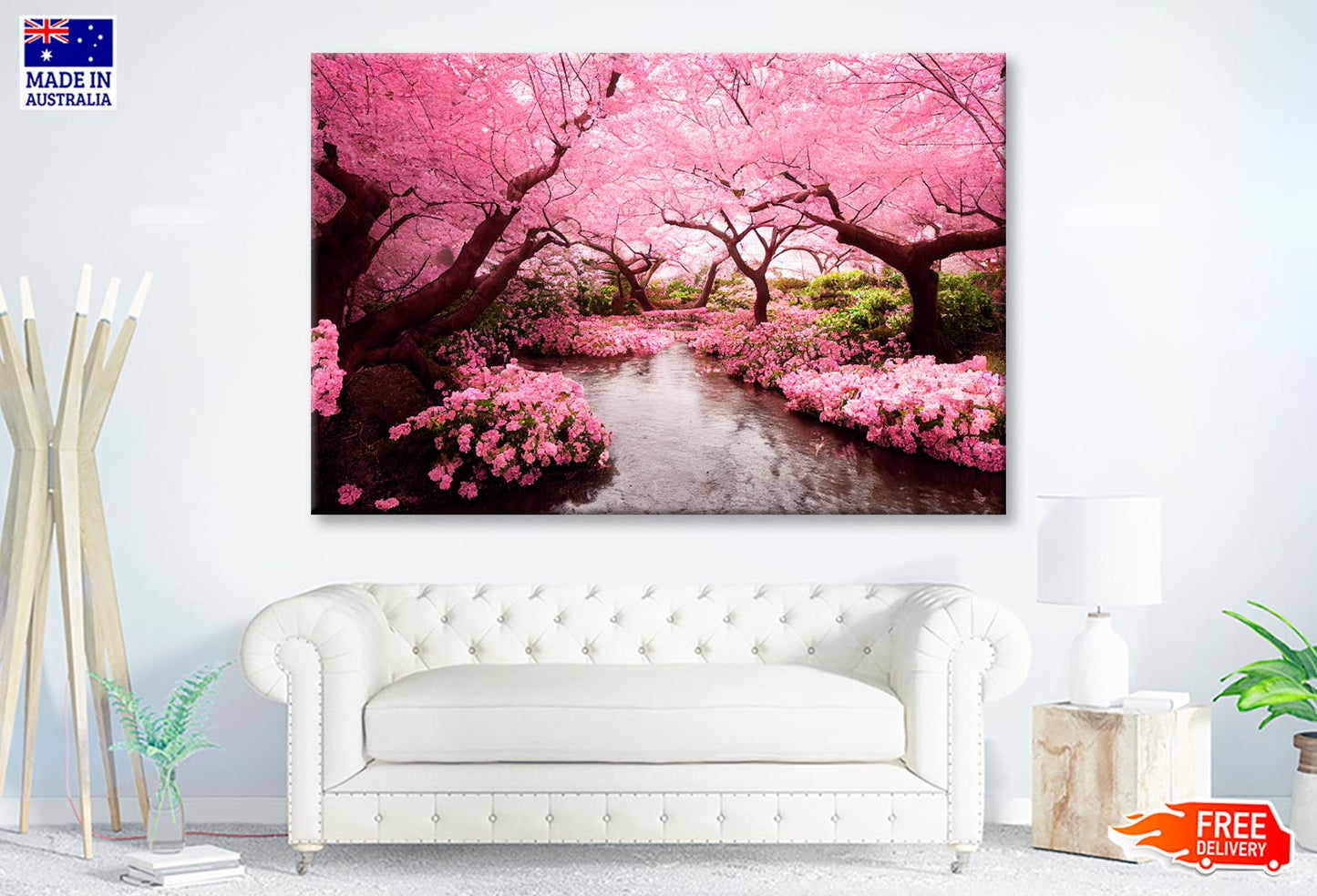 Blooming Pink Cherry Blossom Trees  Wall Art Decor 100% Australian Made