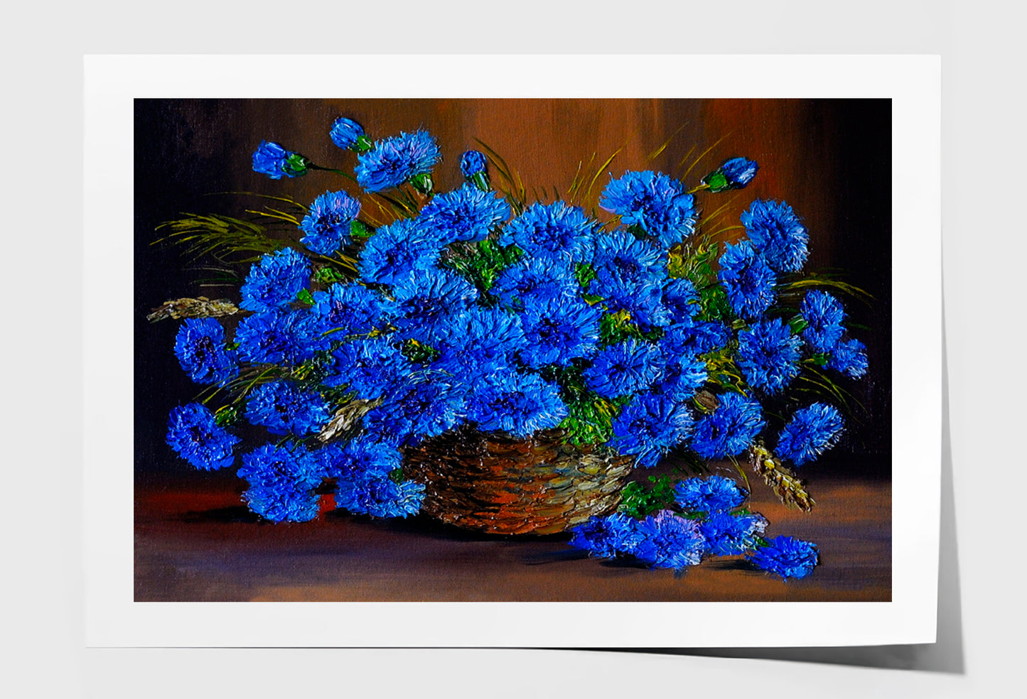 Blue Flowers In A Vase, Art Work Oil Painting Wall Art Limited Edition High Quality Print Unframed Roll Canvas None