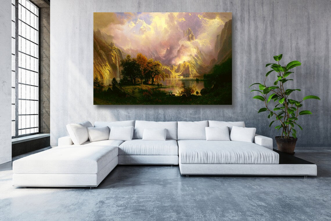 Albert Bierstadt, Rocky Mountain UV Direct Aluminum Print Australian Made Quality