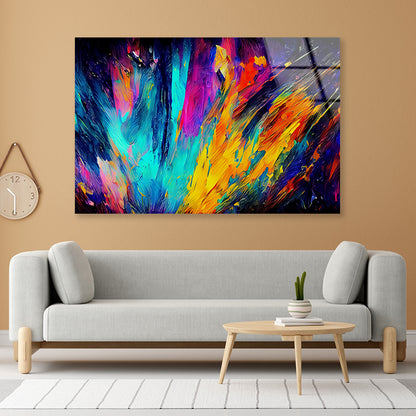 A Modern Art Painting with Colorful Abstract Shapes Acrylic Glass Print Tempered Glass Wall Art 100% Made in Australia Ready to Hang