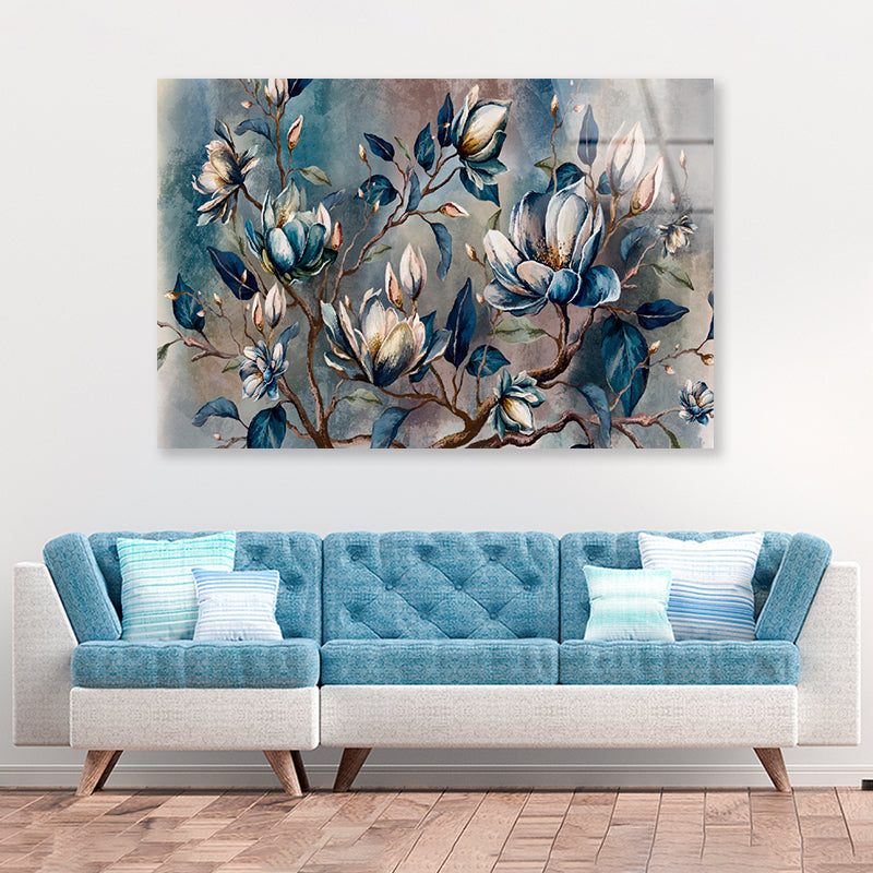 Branch of Watercolor Flowers Acrylic Glass Print Tempered Glass Wall Art 100% Made in Australia Ready to Hang