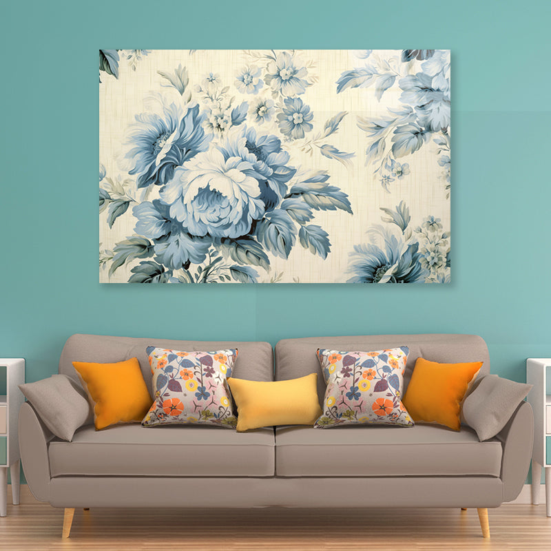 Blue Floral Vintage Wallpaper Acrylic Glass Print Tempered Glass Wall Art 100% Made in Australia Ready to Hang