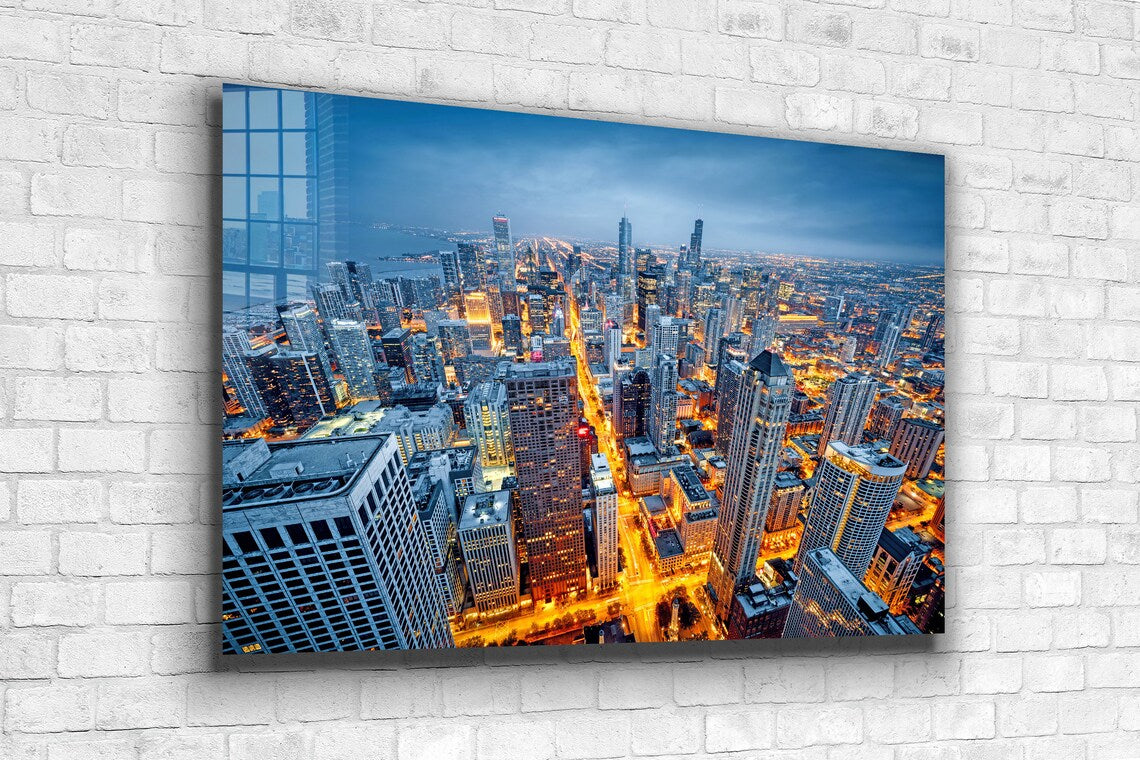 City Night Skyline UV Direct Aluminum Print Australian Made Quality