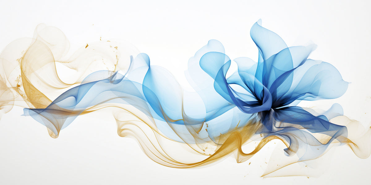 Blue Gold Fluid Silk Wave Wall Art Canvas Office Home Room Framed 120x60cm