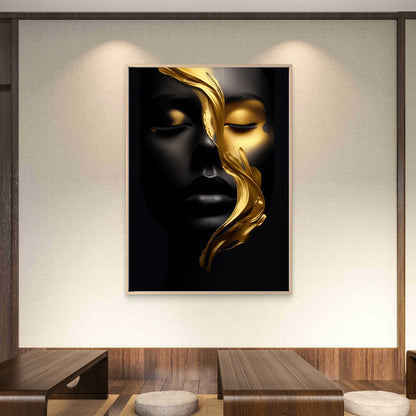 Black Gold Luxury Diva Woman Face Fashion Home Decor Premium Quality Poster Print Choose Your Sizes - Bella Home Decor