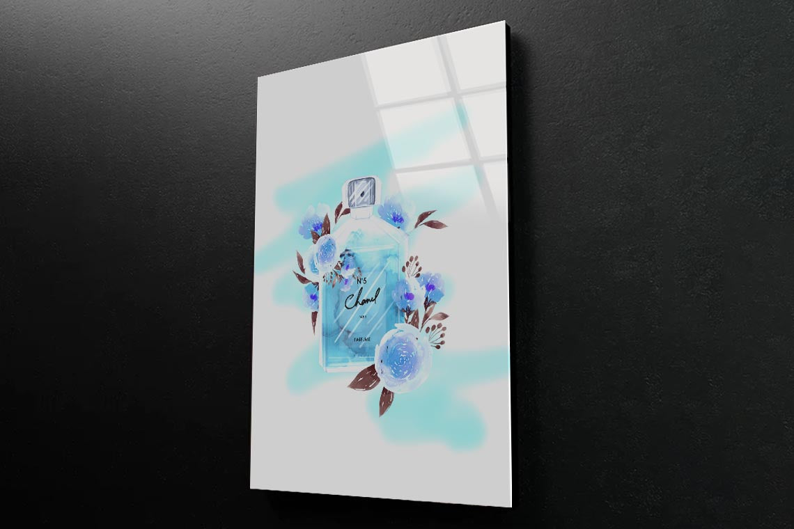 Blue Color Perfume 3D Design Acrylic Glass Print Tempered Glass Wall Art 100% Made in Australia Ready to Hang