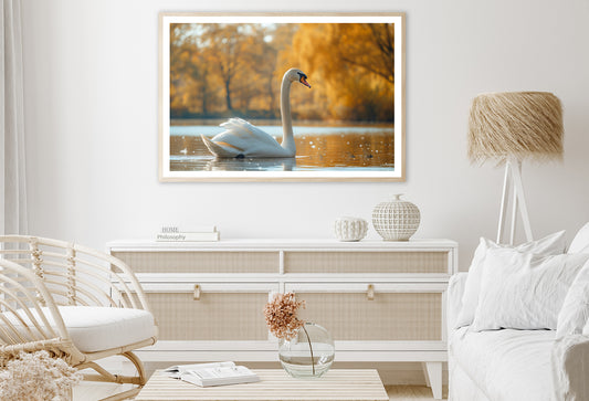 Swans on Autumn Pond View Home Decor Premium Quality Poster Print Choose Your Sizes