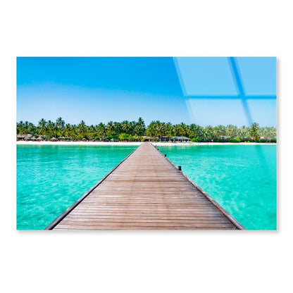 Overwater Bridge in The Indian Ocean Acrylic Glass Print Tempered Glass Wall Art 100% Made in Australia Ready to Hang