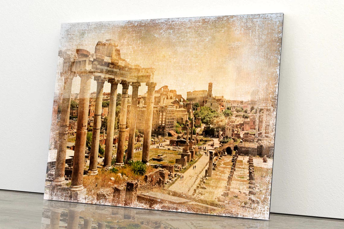 Roman Forums - Artistic Retro Styled Picture Acrylic Glass Print Tempered Glass Wall Art 100% Made in Australia Ready to Hang