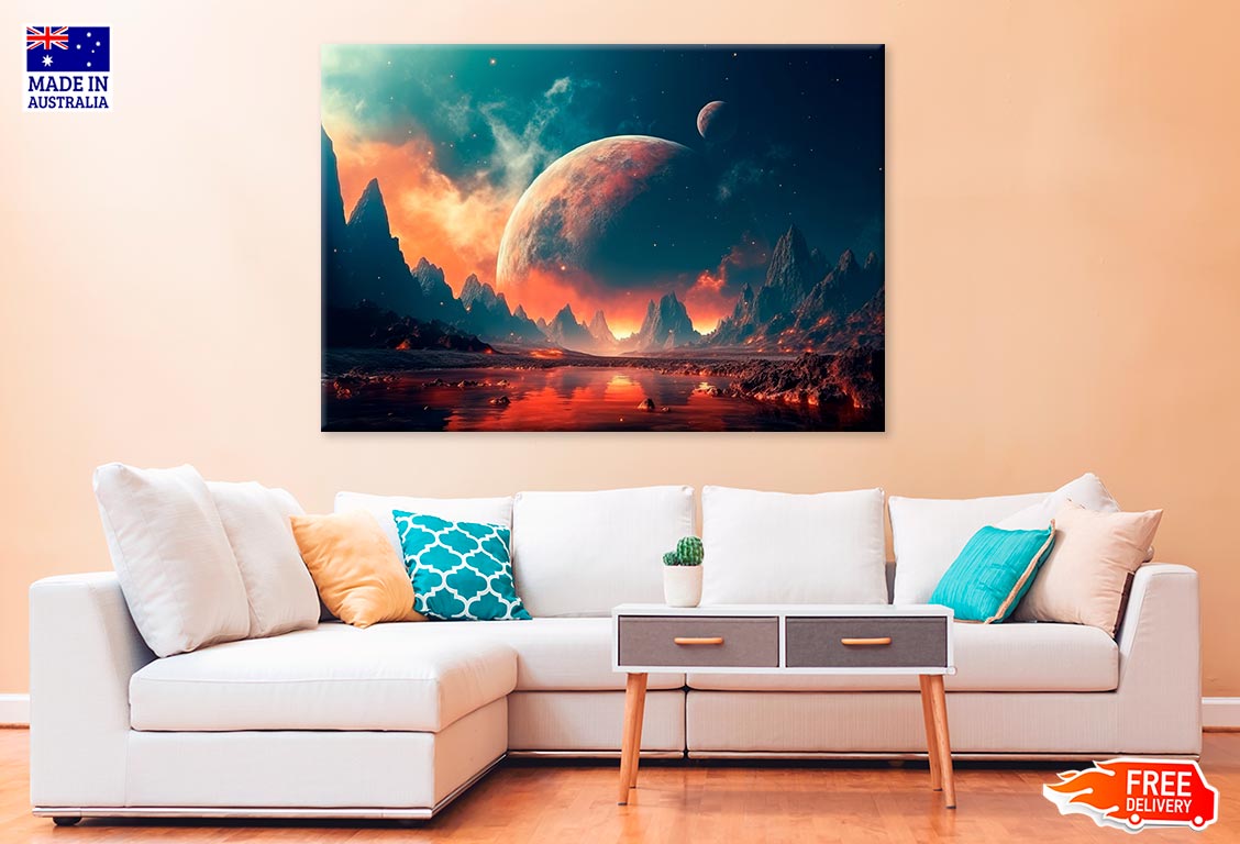 Planets With Mountain & Lake Print 100% Australian Made