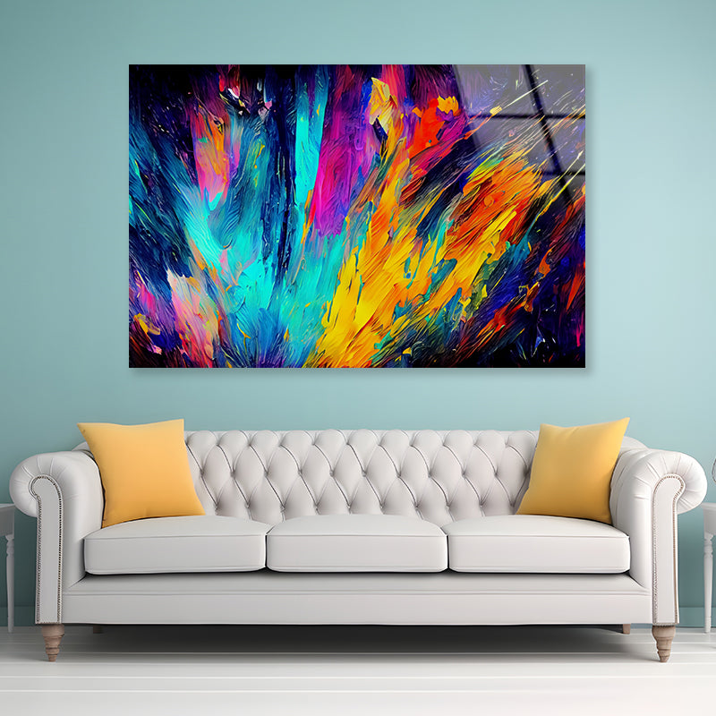 A Modern Art Painting with Colorful Abstract Shapes Acrylic Glass Print Tempered Glass Wall Art 100% Made in Australia Ready to Hang