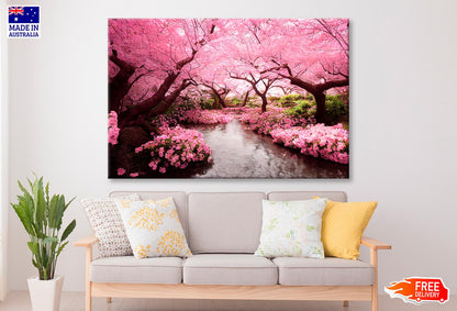 Blooming Pink Cherry Blossom Trees  Wall Art Decor 100% Australian Made