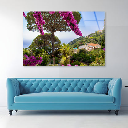 Umbrella Pine Tree and Flowers Acrylic Glass Print Tempered Glass Wall Art 100% Made in Australia Ready to Hang