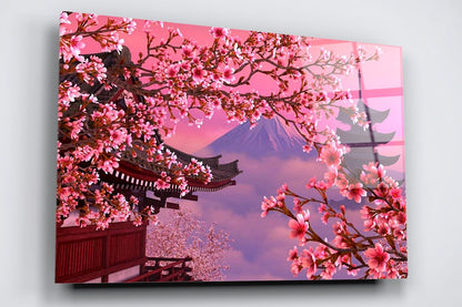 Cherry Blossom Mount Fuji Acrylic Glass Print Tempered Glass Wall Art 100% Made in Australia Ready to Hang