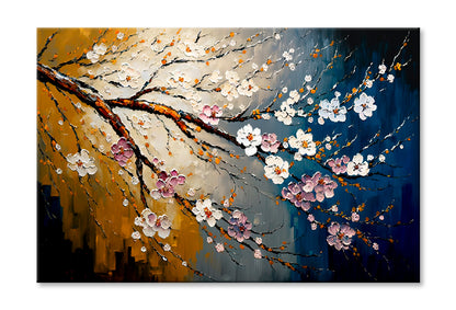 Cherry Blossom Oil Painting Limited Edition High Quality Print Stretched Canvas None