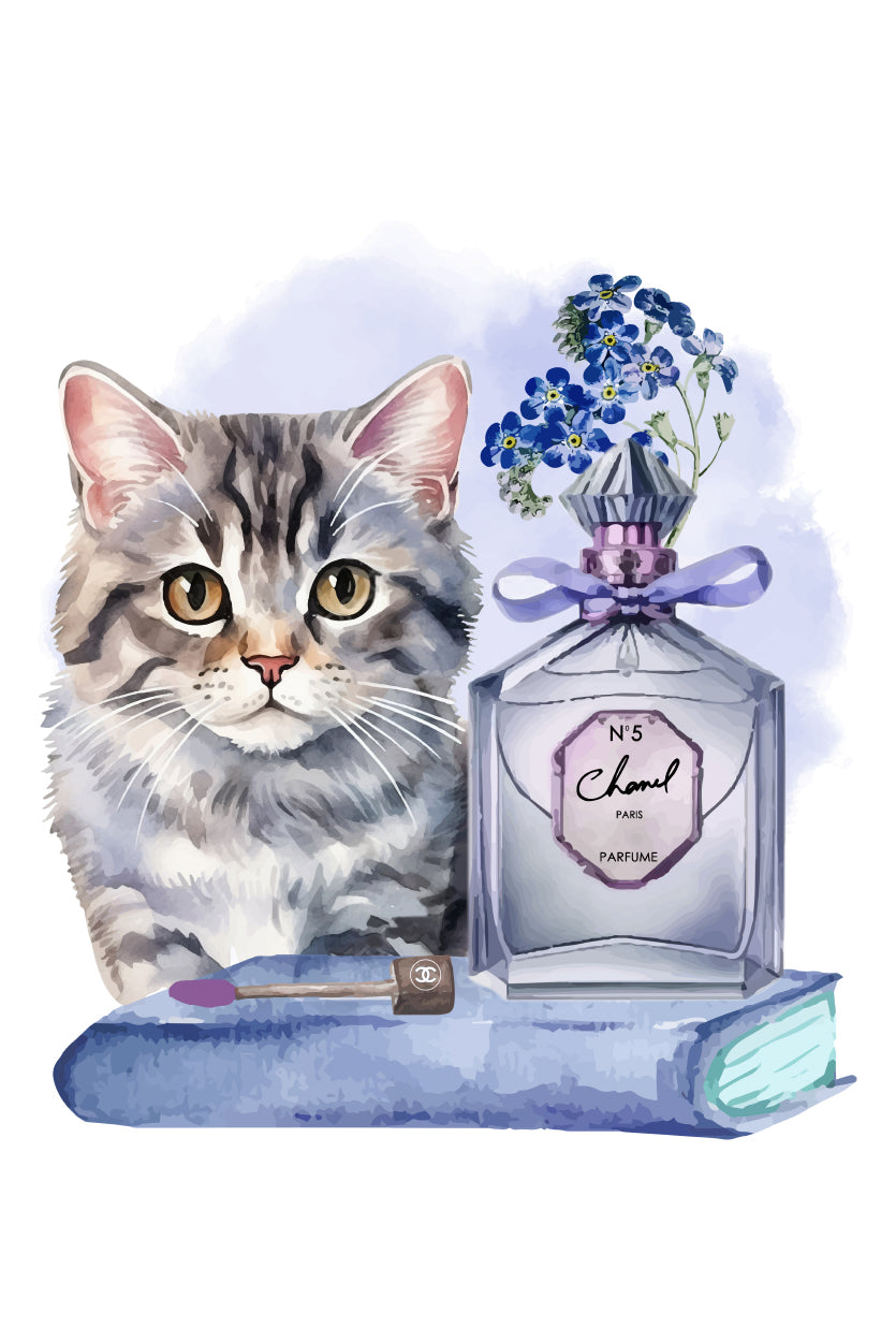 Luxury Blue Perfume with Cat Print 100% Australian Made