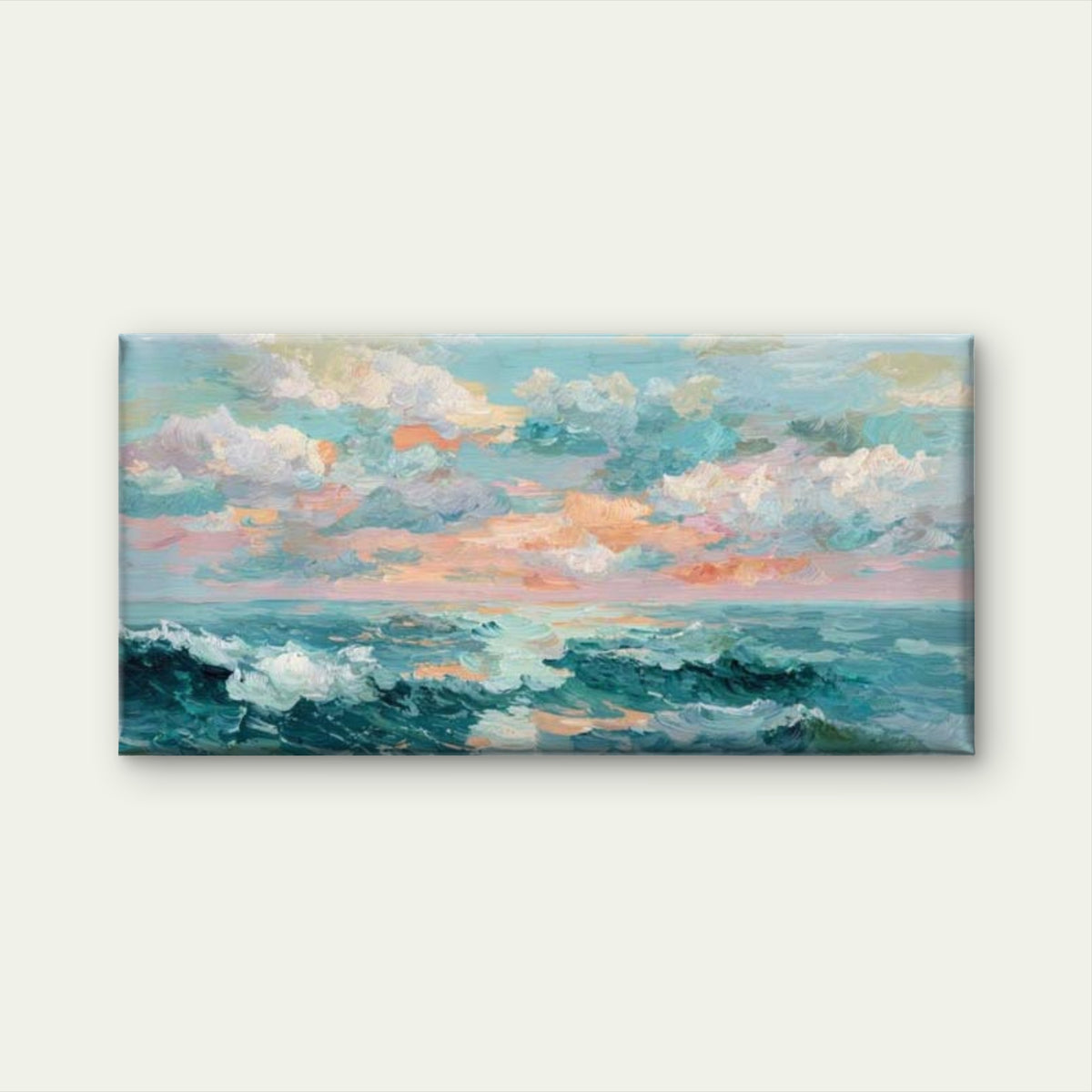 Sunset Ocean Painting Wall Art Canvas Office Home Room Framed 120x60cm