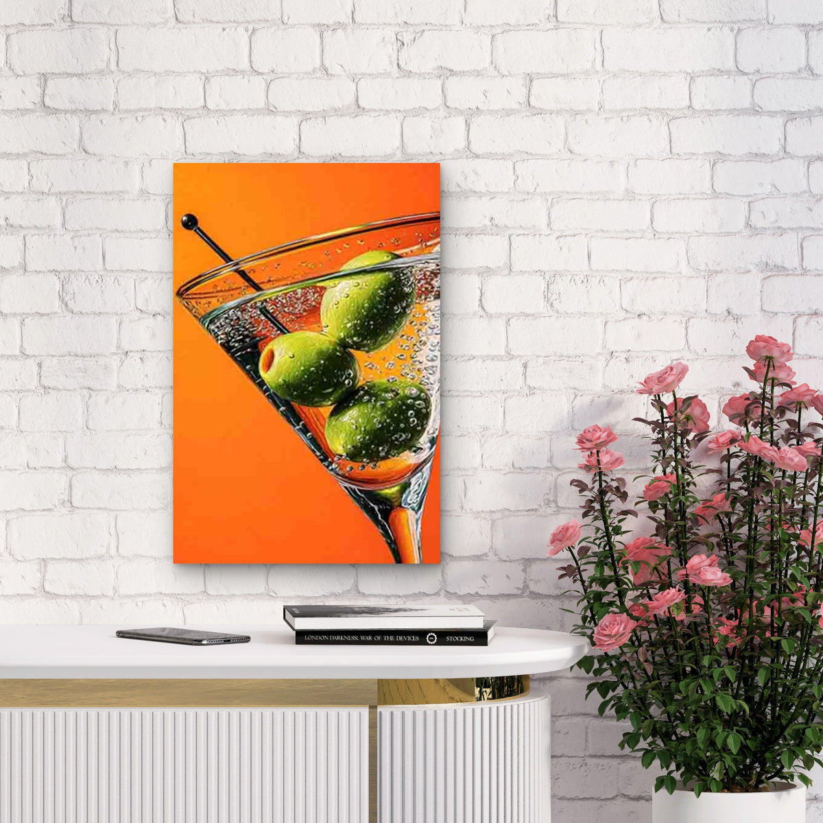 Vibrant Orange & Green Cocktail 60x90cm Metal Print Ready to Hang