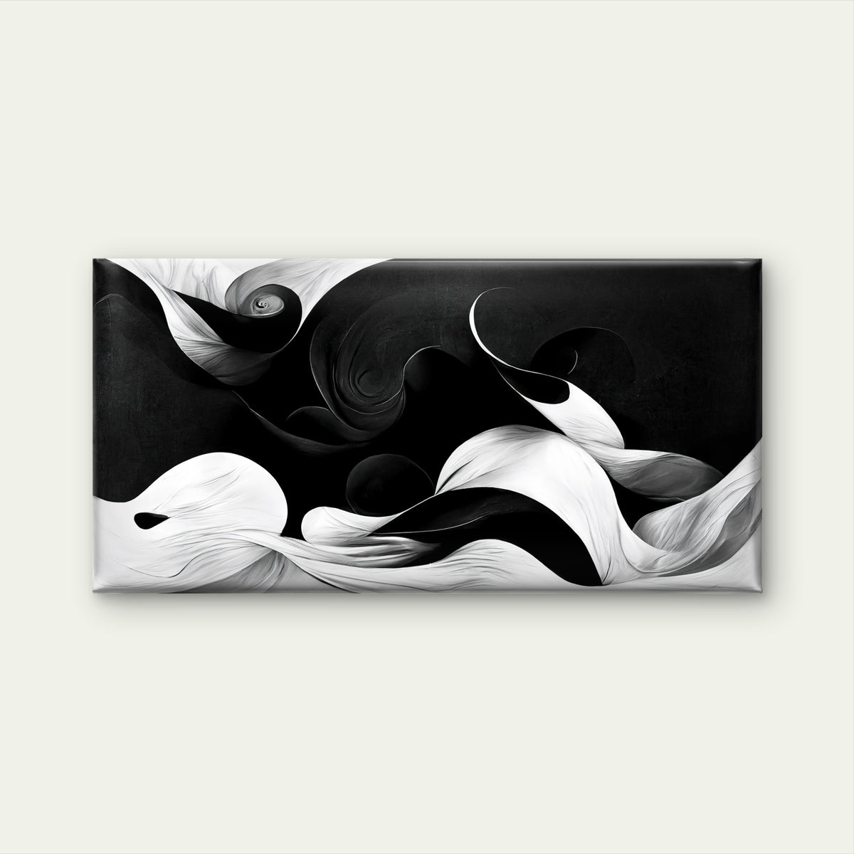 Flowing Black White Abstract Wall Art Canvas Office Home Room Framed 120x60cm