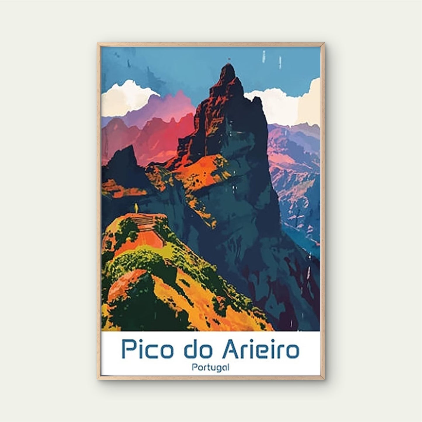 Pico Do Arieiro, a Mountain Peak in Portugal Travel Poster Print Wall Art