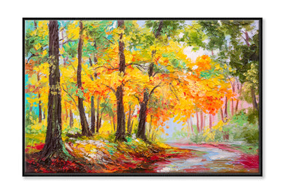 Colorful Autumn Forest Oil Painting Wall Art Limited Edition High Quality Print Canvas Box Framed Black