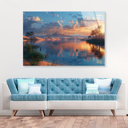 River, Trees, and a Sunset Acrylic Glass Print Tempered Glass Wall Art 100% Made in Australia Ready to Hang