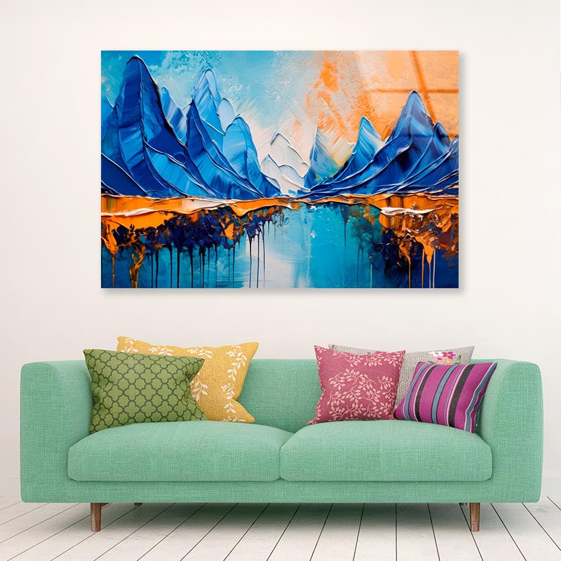 Abstract Mountain Oil Paint  Acrylic Glass Print Tempered Glass Wall Art 100% Made in Australia Ready to Hang