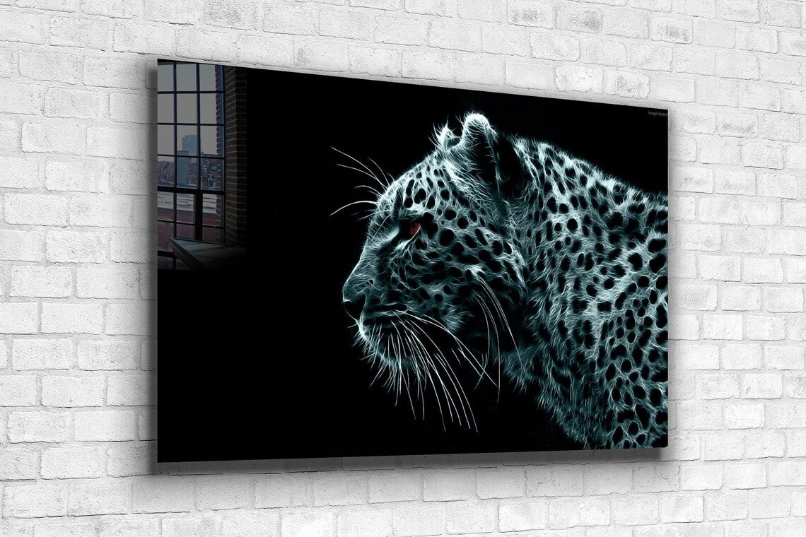 Leopard Side B&W View UV Direct Aluminum Print Australian Made Quality