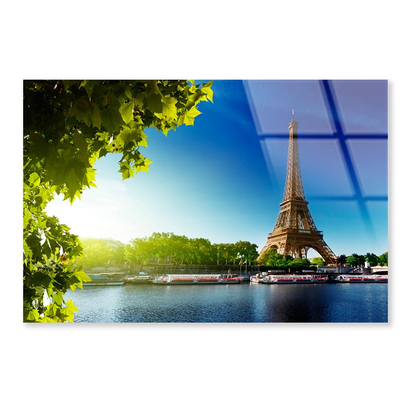 Seine In Paris with Eiffel Tower in Sunrise Time Acrylic Glass Print Tempered Glass Wall Art 100% Made in Australia Ready to Hang