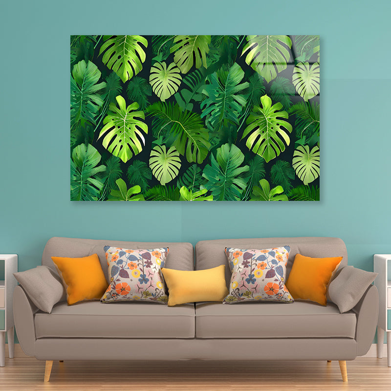 Green Leaves Feature Acrylic Glass Print Tempered Glass Wall Art 100% Made in Australia Ready to Hang