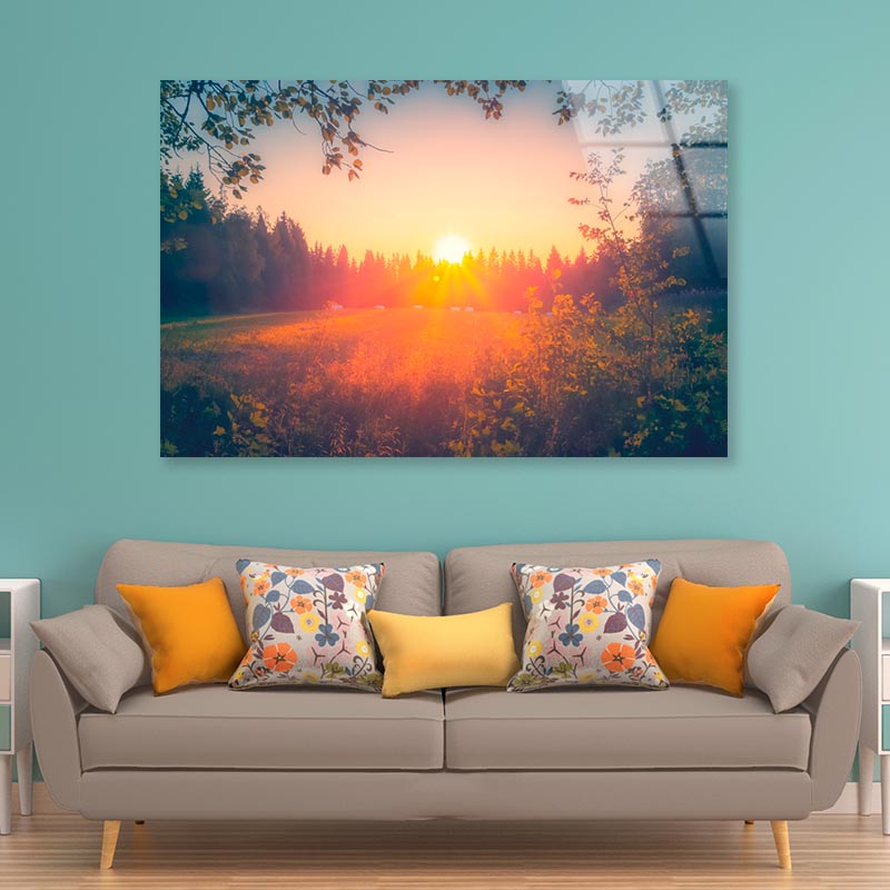 Summer Night Sunset View from Sotkamo, Finland Acrylic Glass Print Tempered Glass Wall Art 100% Made in Australia Ready to Hang