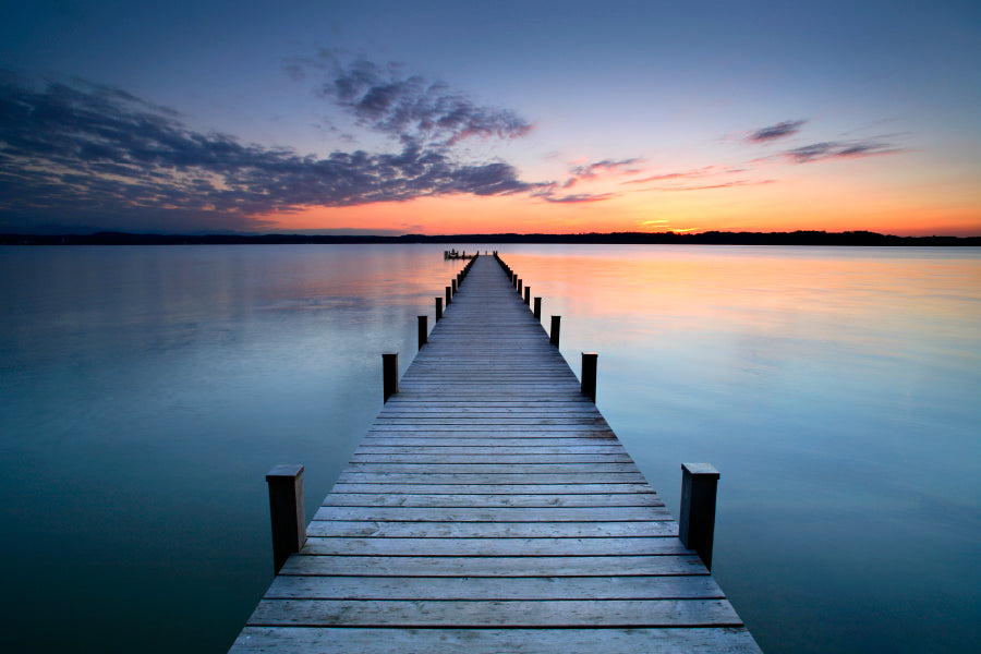 Wooden Pier & Sunset Acrylic Glass Print Tempered Glass Wall Art 100% Made in Australia Ready to Hang