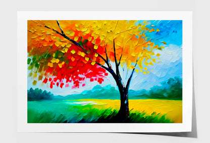 Semi Abstract Image Of Tree Oil Painting Wall Art Limited Edition High Quality Print Unframed Roll Canvas None