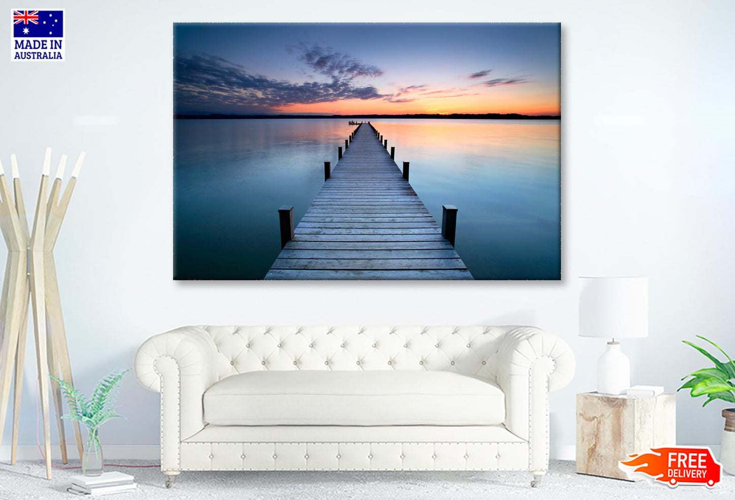 Woman Meditating at The End of The Jetty  Wall Art Decor 100% Australian Made