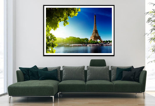 Seine In Paris with Eiffel Tower in Sunrise TimeHome Decor Premium Quality Poster Print Choose Your Sizes