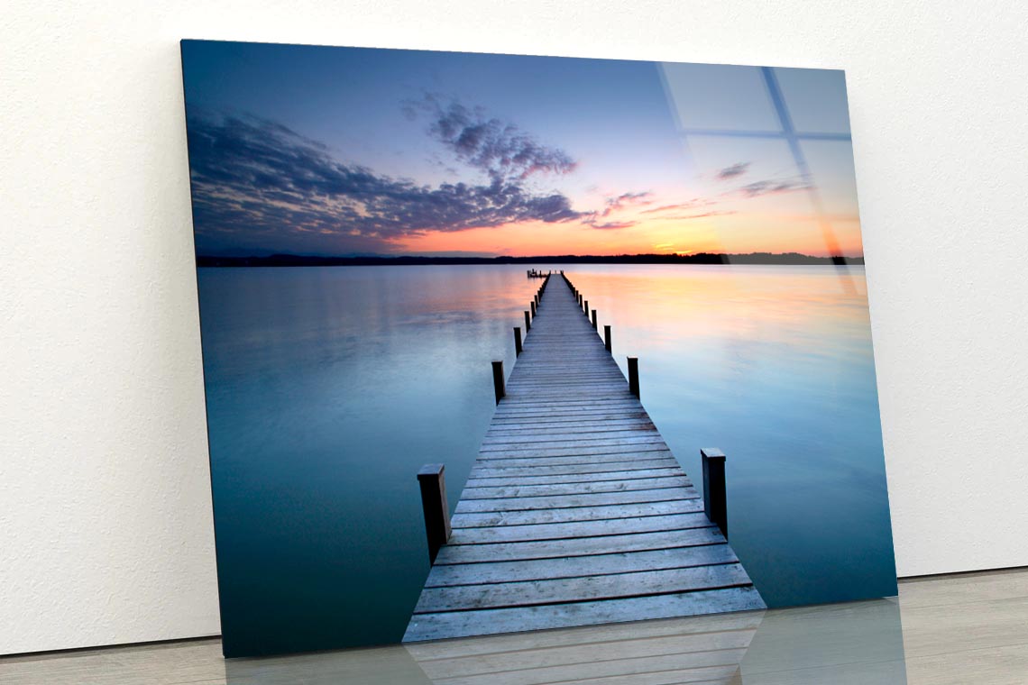 Wooden Pier & Sunset Acrylic Glass Print Tempered Glass Wall Art 100% Made in Australia Ready to Hang