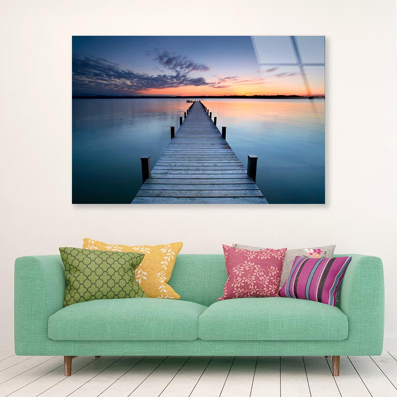 Wooden Pier & Sunset Acrylic Glass Print Tempered Glass Wall Art 100% Made in Australia Ready to Hang