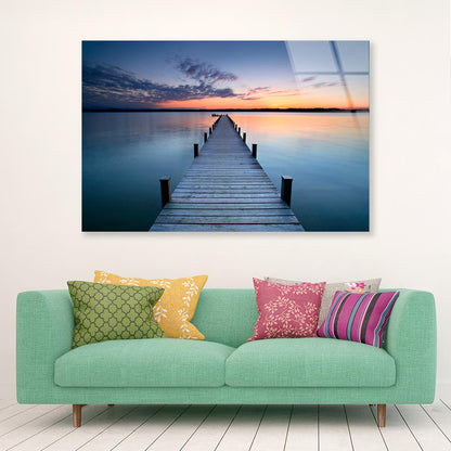 Wooden Pier & Sunset Acrylic Glass Print Tempered Glass Wall Art 100% Made in Australia Ready to Hang