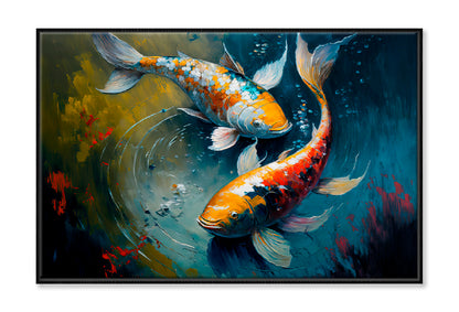 Sanke Koi Fish Oil Painting Limited Edition High Quality Print Canvas Box Framed Black