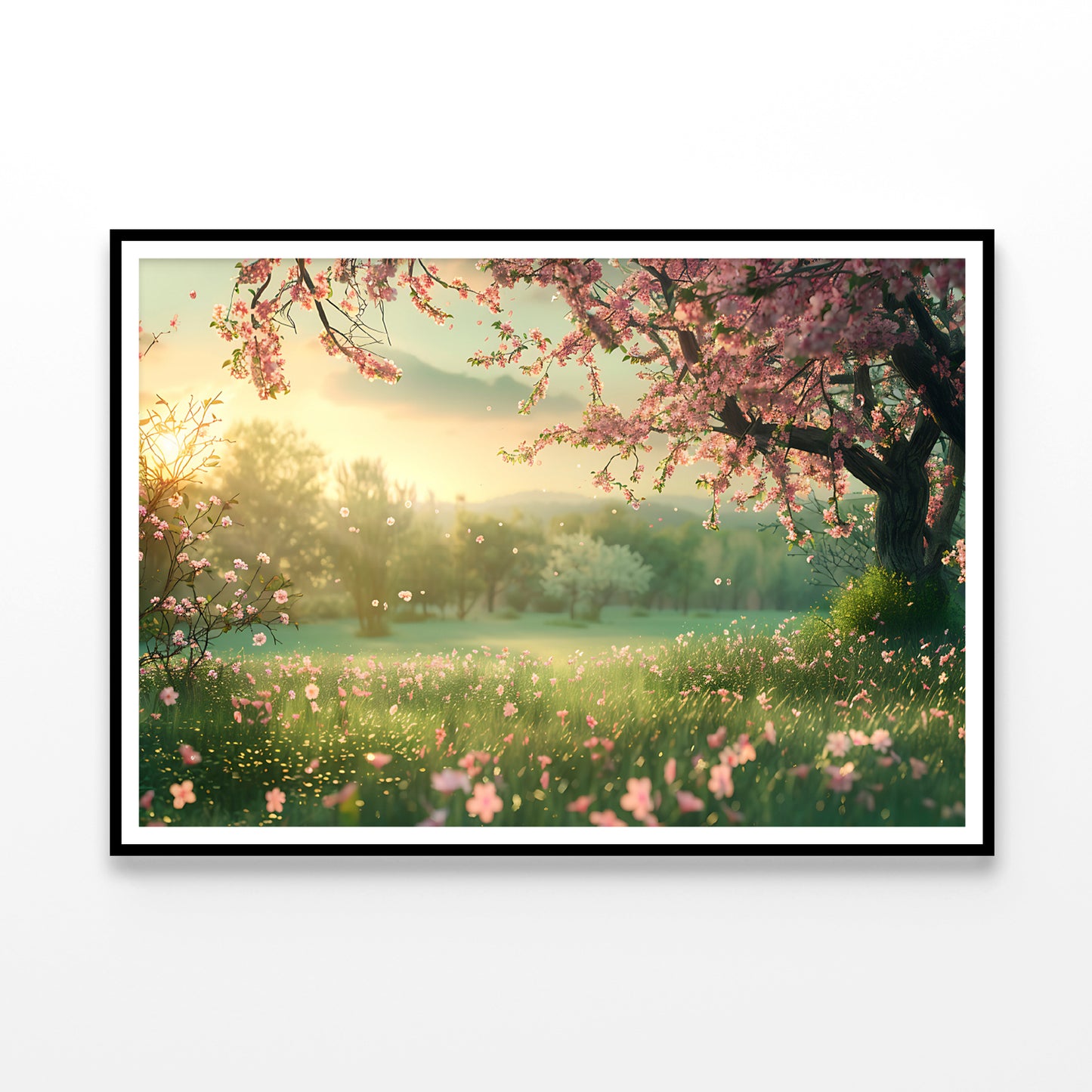 Field Of Flowers with Trees Home Decor Premium Quality Poster Print Choose Your Sizes