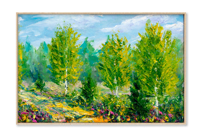 Beautiful Spring Summer In Green Forest Oil Painting Wall Art Limited Edition High Quality Print Canvas Box Framed Natural