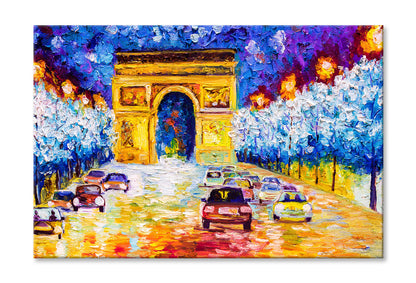 Street View of Arc de Trompe Paris Oil Painting Wall Art Limited Edition High Quality Print Stretched Canvas None