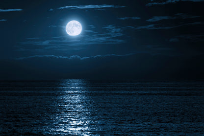 Moon In Night Sky Over the Sea Home Decor Premium Quality Poster Print Choose Your Sizes